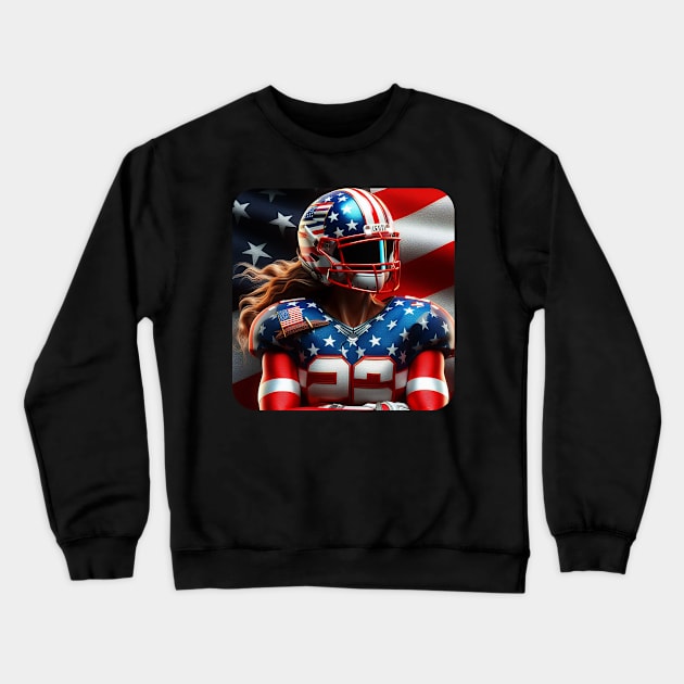 American Woman NFL Football Player #13 Crewneck Sweatshirt by The Black Panther